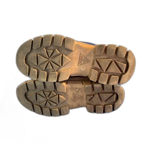 Guess Boots Womens 8M Square Heel Platforms Lug Sole Chelsea Booties Y2K Tan - Picture 4 of 5